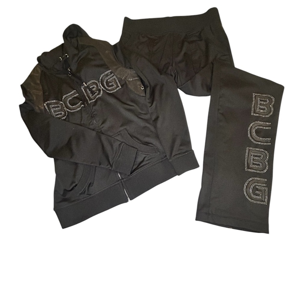 BCBG Tracksuit Black Size Small with imitation leather accents